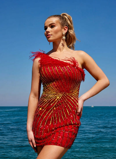 Primavera Couture 4002 One Shoulder Short Homecoming Dress