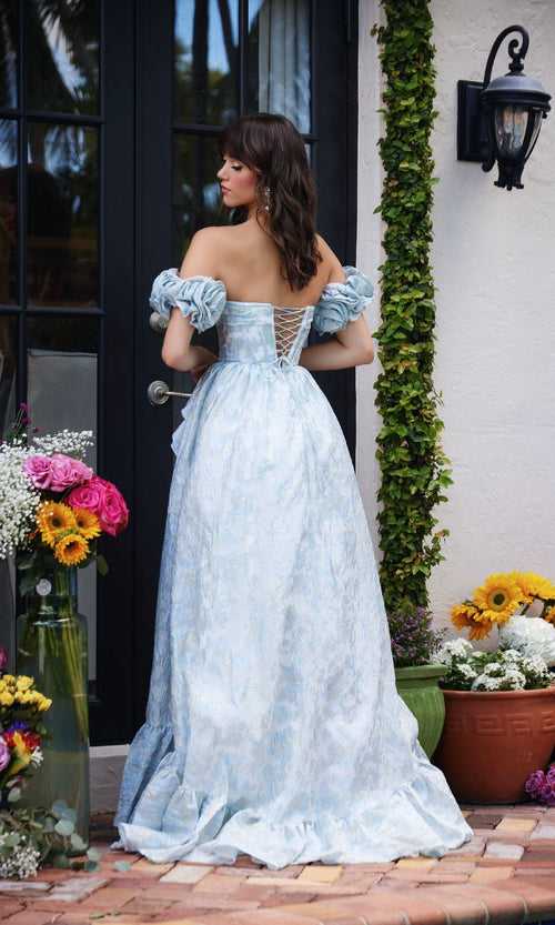 Ava Presley 40035 Long A-Line Strapless Slit Corset Ruffled Formal Dress