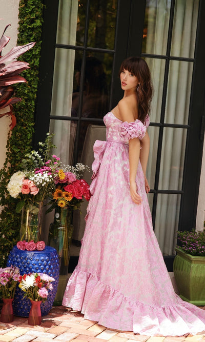Ava Presley 40035 Long A-Line Strapless Slit Corset Ruffled Formal Dress