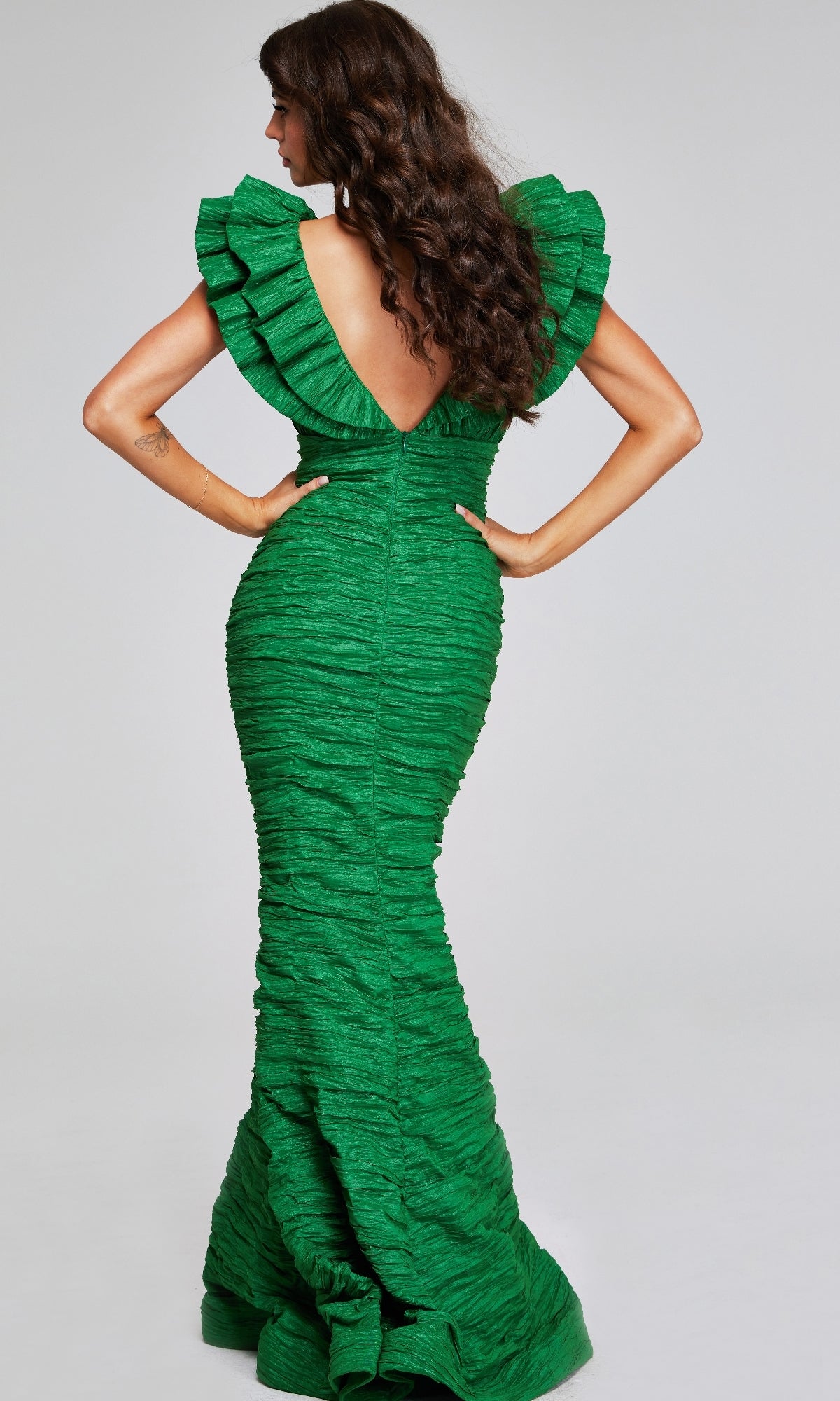 Jovani 40044 Elegante vestido de noche fruncido – Largo hasta el suelo