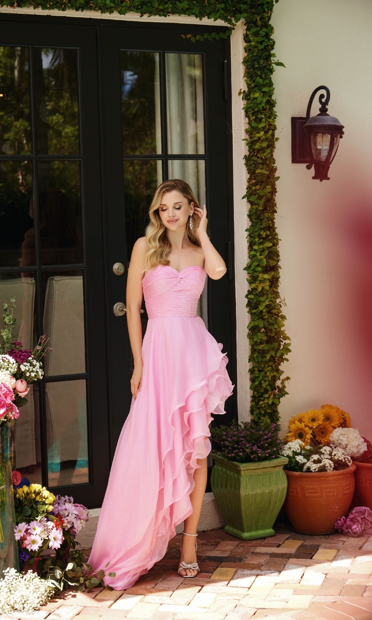 Ava Presley 40055  Fitted Strapless Sweetheart High-Low Ruffled Prom Dress