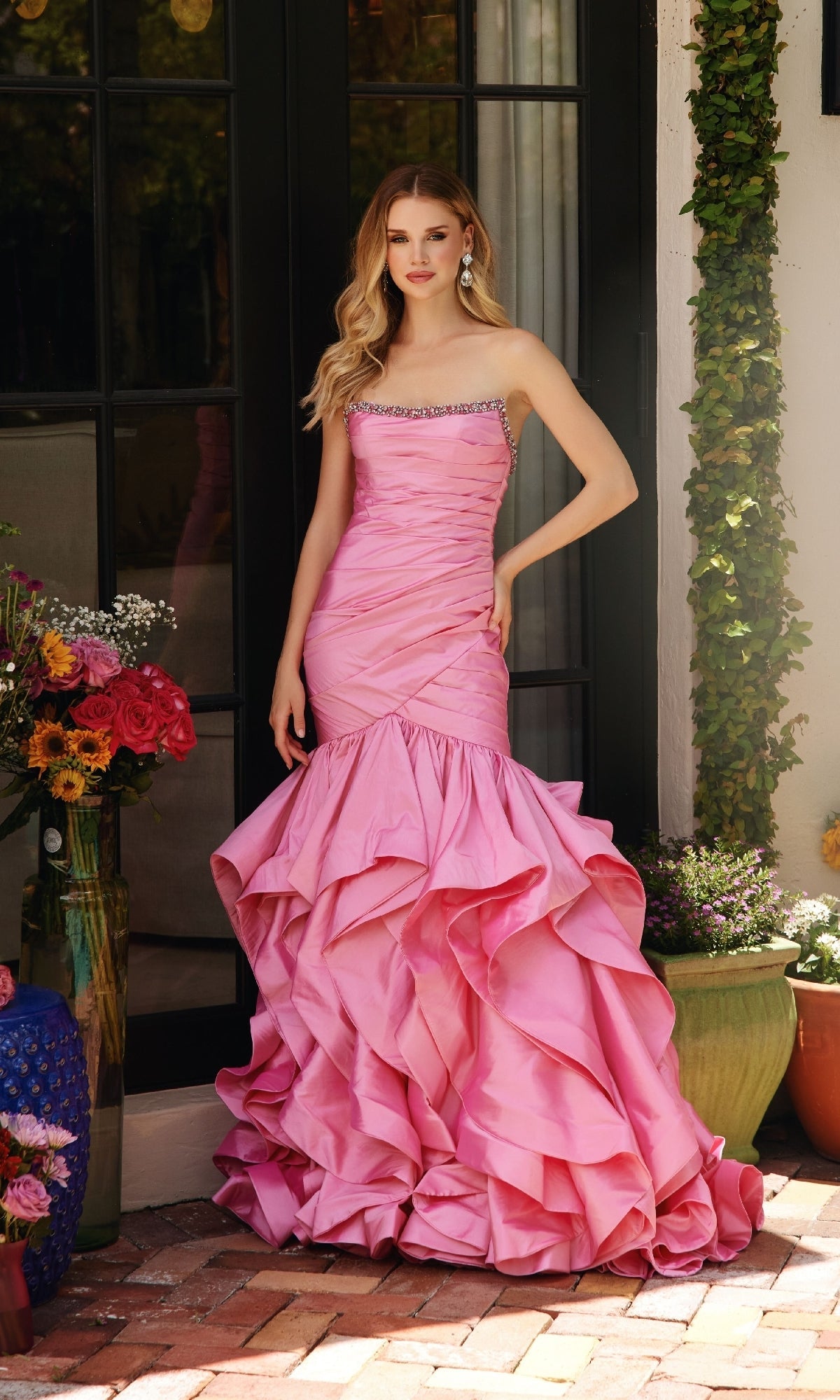 Ava Presley 40068 Mermaid Strapless Ruffled Prom Elegant Dress