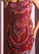 Rachel Allan 40080 Bead Print Short Sleeveless Dress