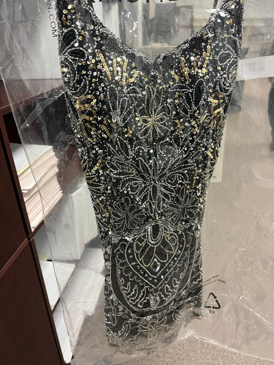 Rachel Allan 40080 Bead Print Short Sleeveless Dress