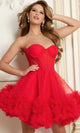 Jovani 40083 Vestido elegante sin tirantes con volantes