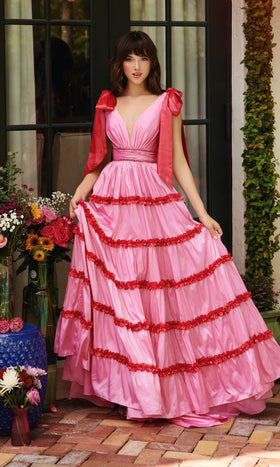 Ava Presley 40091 Long A-Line V-Neck Ruffled Formal Elegant Dress
