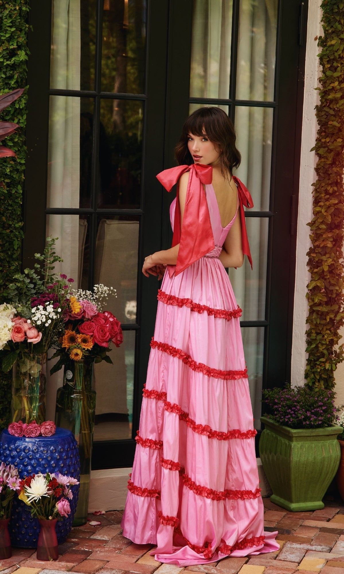 Ava Presley 40091 Long A-Line V-Neck Ruffled Formal Elegant Dress