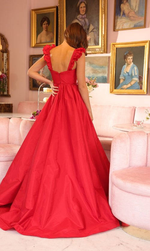 Ava Presley 40094 Long A-Line Slit Ruffled Prom Formal Elegant Dress
