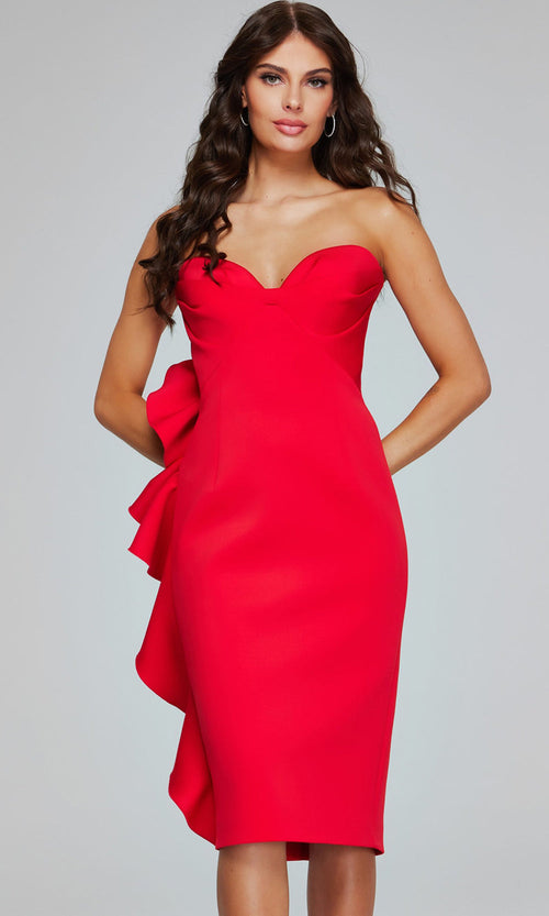 Strapless Rosette Ruffle Back Dress from Jovani 40097