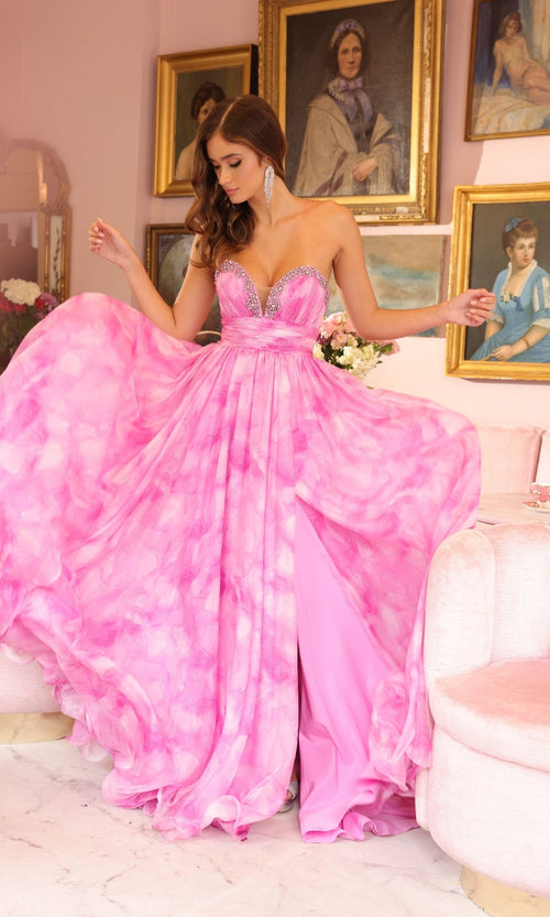 Ava Presley 40116 Long A-Line Empire Strapless Slit Prom Dress