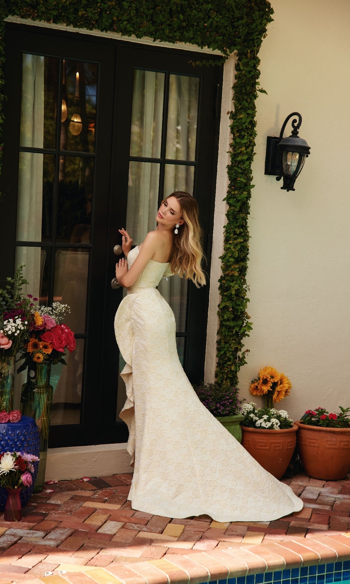 Ava Presley 40146 Floor-Length Long Off-Shoulder Thigh-High Slit Ruffled Dress