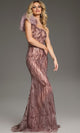 Jovani 40167 - Ruffle Sleeve Sequin Ornate Gown
