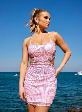 Primavera Couture 4025 Short Prom Dress with Side Cut Out