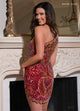 Rachel Allan 40268 Bead Print Short One Shoulder Dress