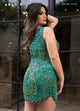Rachel Allan 40268 Bead Print Short One Shoulder Dress