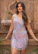 Rachel Allan 40268 Bead Print Short One Shoulder Dress