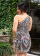 Rachel Allan 40268 Bead Print Short One Shoulder Dress