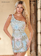Rachel Allan 40268 Bead Print Short One Shoulder Dress
