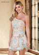 Rachel Allan 40268 Bead Print Short One Shoulder Dress