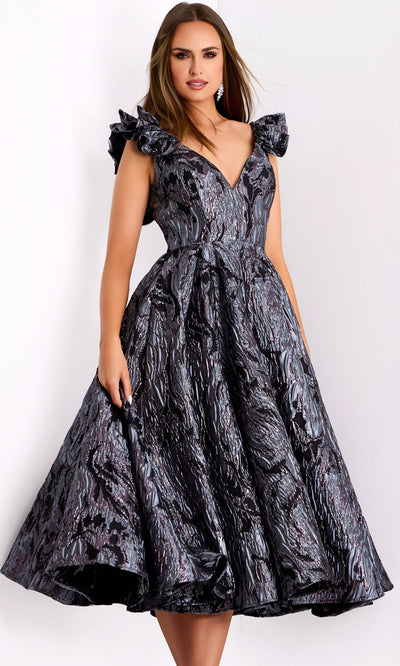 Jovani 40314 - Metallic A-line Cocktail Dress