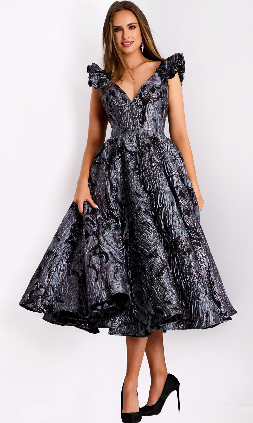 Jovani 40314 - Metallic A-line Cocktail Dress