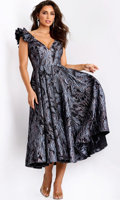 Jovani 40314 - Metallic A-line Cocktail Dress