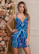 Rachel Allan 40403 Mirror Beaded Short V-Neck Dress