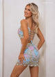 Rachel Allan 40410 Beaded Print Short 2-Piece Dress