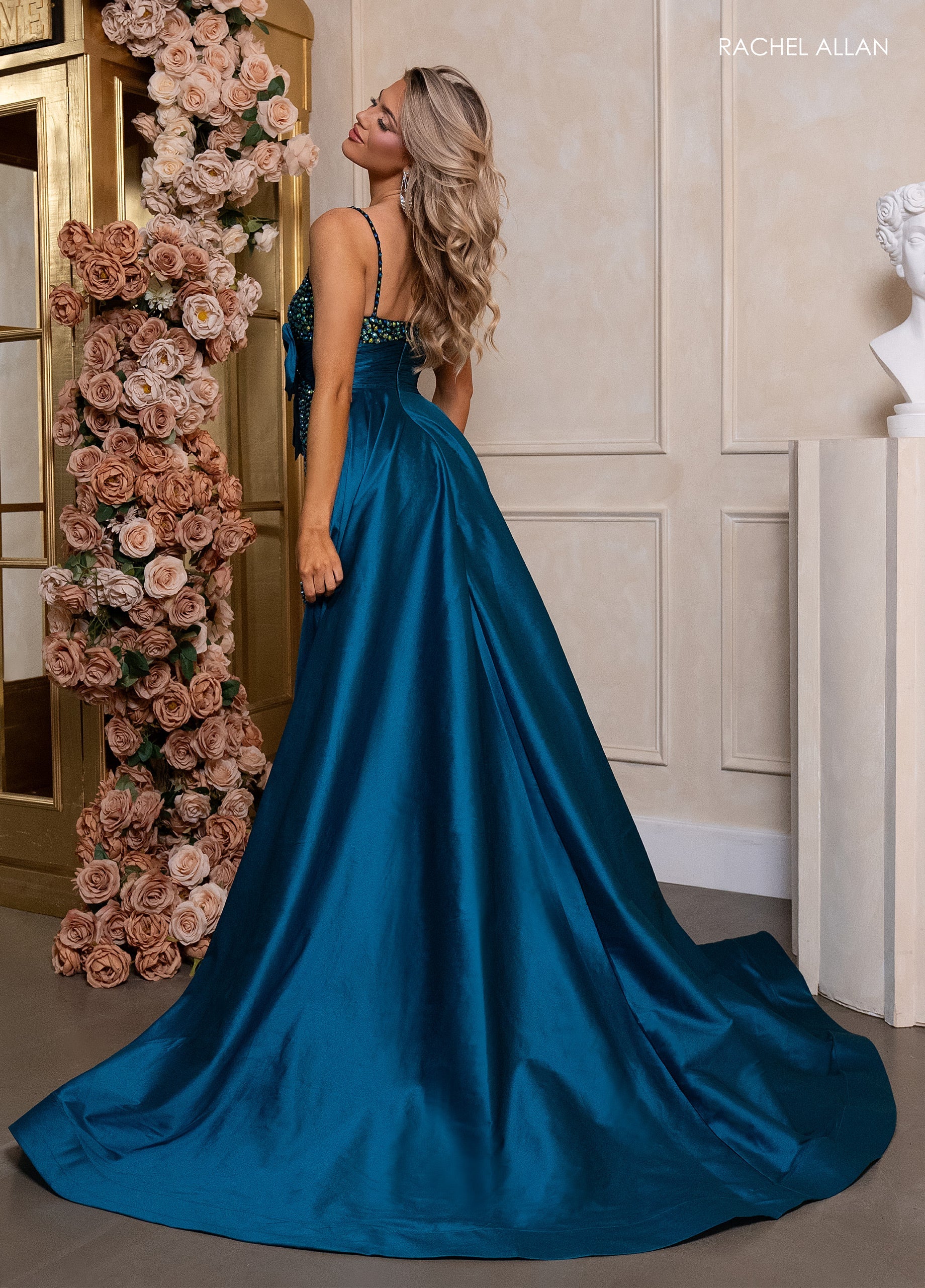 Rachel Allan 40416 Beaded Sleeveless Overskirt Dress