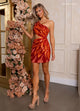 Rachel Allan 40437 Satin Fitted Short Halter Dress