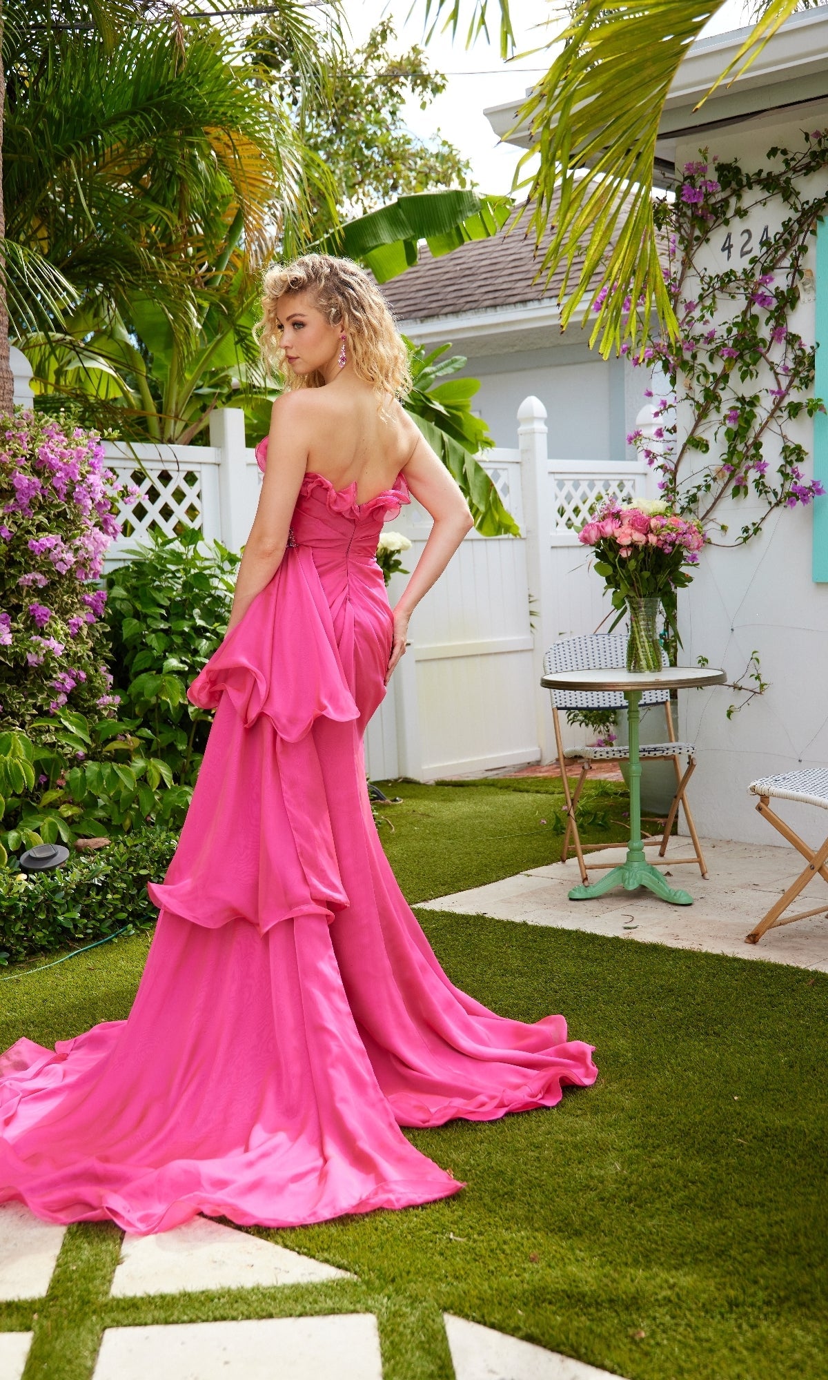 Ava Presley 40532 Glamorous Romantic Long Strapless Slit Ruffled Dress