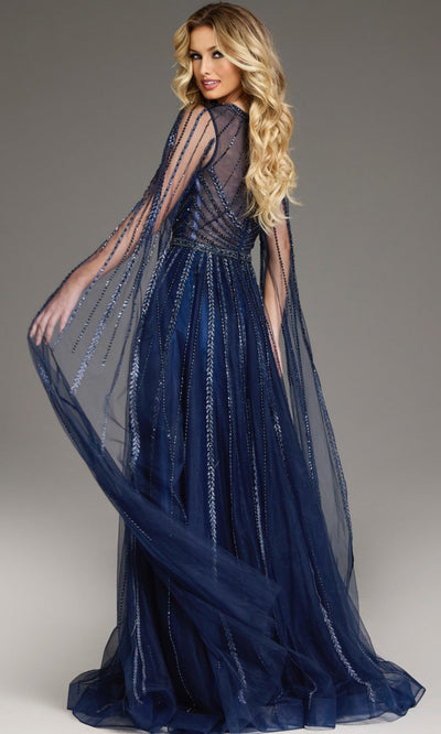 Jovani 40629: Sheer Cape Sleeve Evening Gown