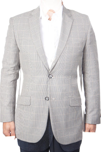 Chaqueta deportiva clásica de pata de gallo con dos botones para hombre en blanco y negro