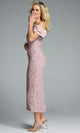 Jovani Bow Sleeve Off Shoulder Midi Dress
