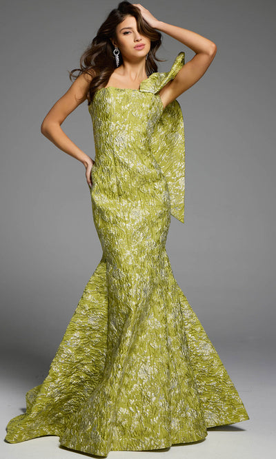 Jovani 41130 - One Shoulder Bow Mermaid Gown