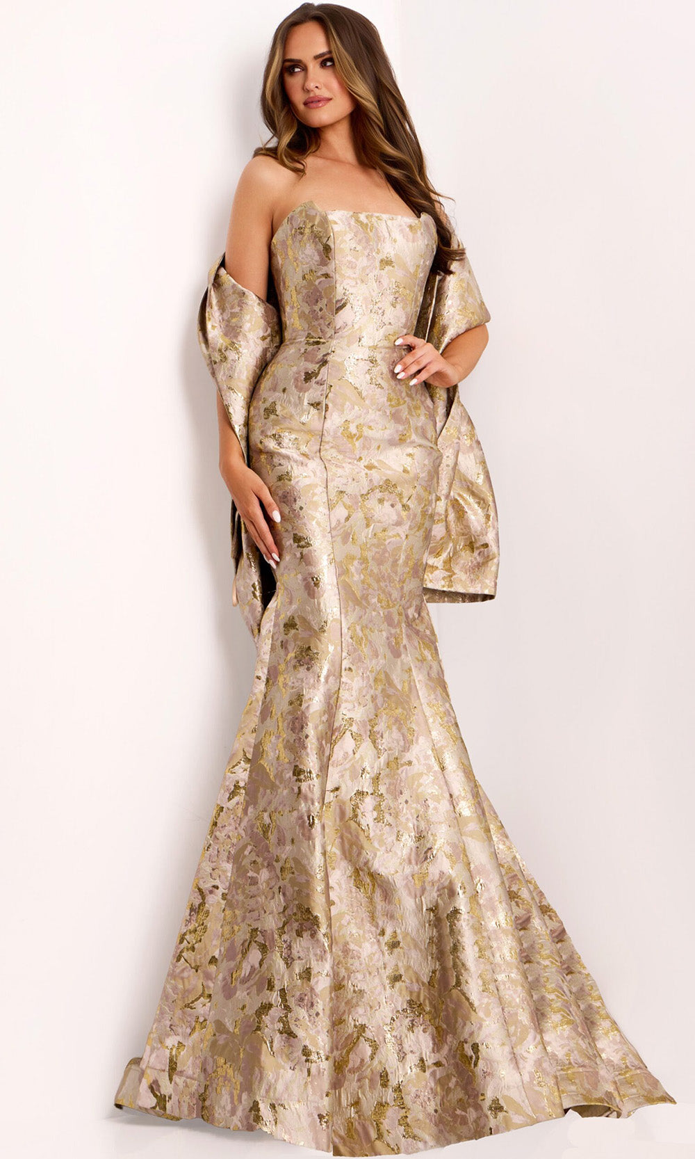 Jovani 41131 - Elegant Strapless Mermaid Gown with Bow