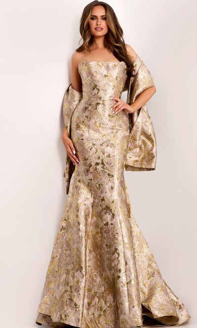 Jovani 41131 - Elegant Strapless Mermaid Gown with Bow