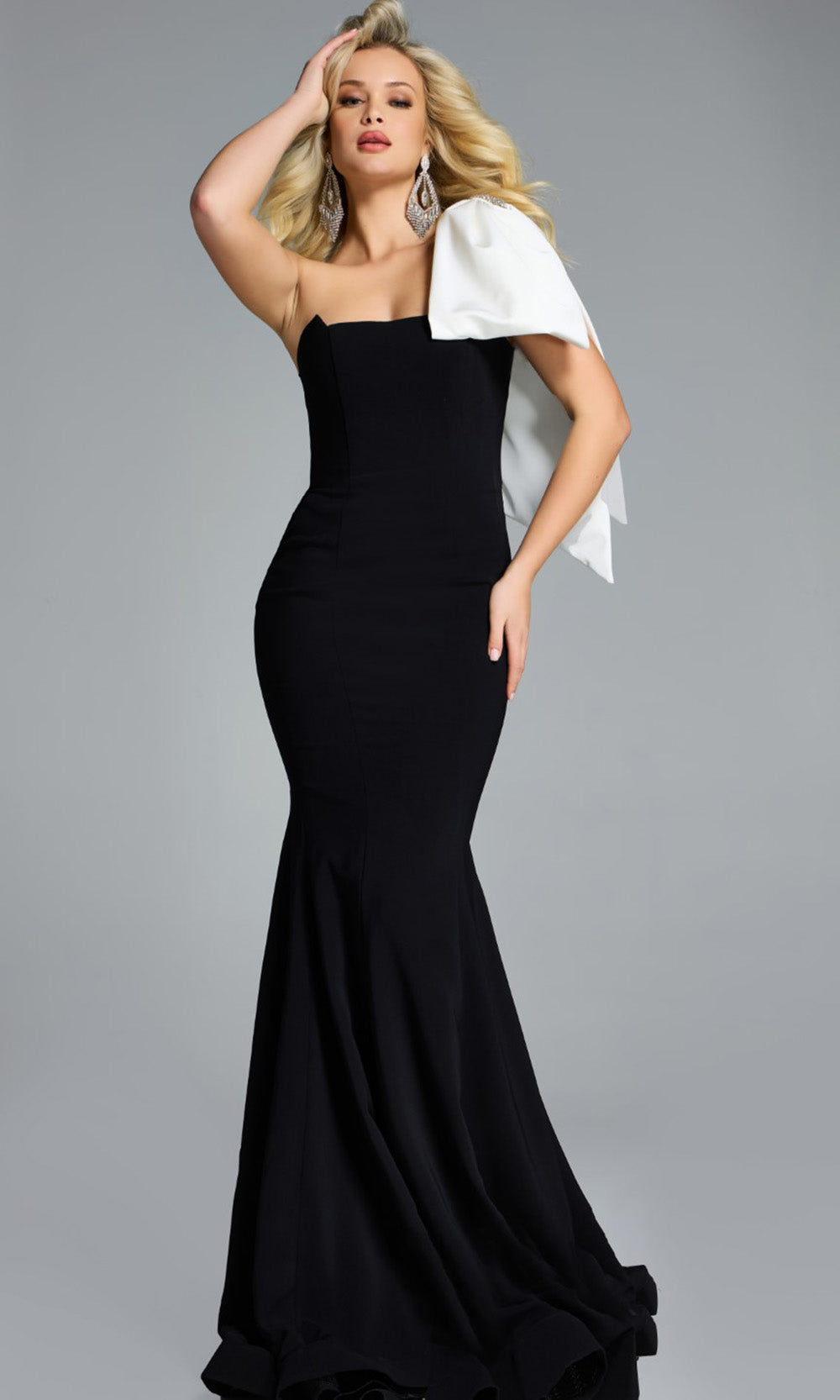 Jovani 41132 - Bow Accent One Shoulder Mermaid Gown