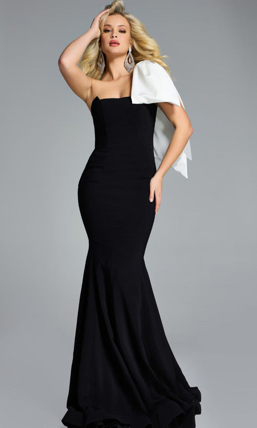 Jovani 41132 - Bow Accent One Shoulder Mermaid Gown