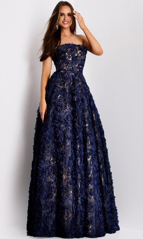 Jovani 41188 - Sophisticated Strapless Embroidered Evening Gown
