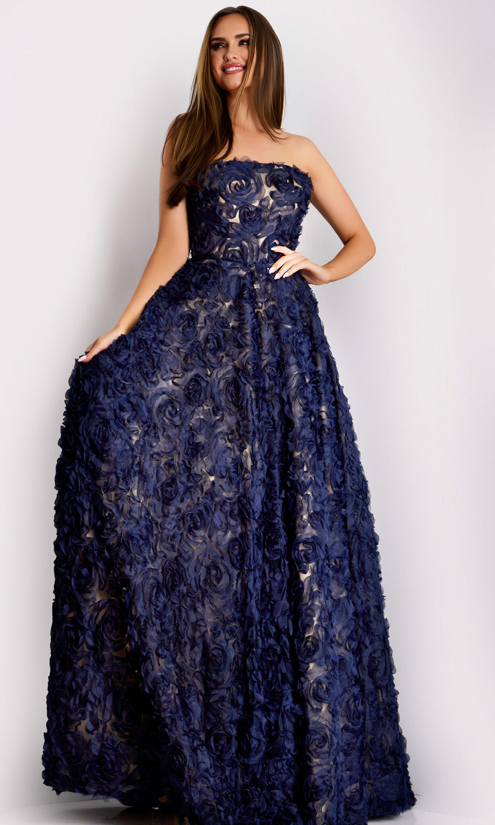 Jovani 41188 - Sophisticated Strapless Embroidered Evening Gown