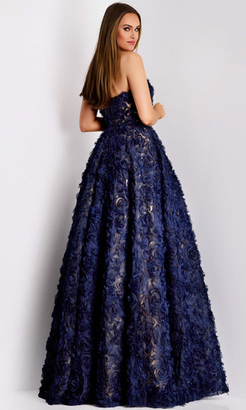 Jovani 41188 - Strapless Embroidered Tulle Evening Gown