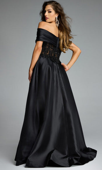 Jovani 41198 - Off Shoulder A-Line Gown with Beading