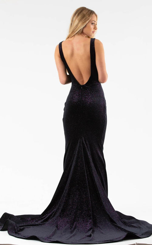 Jessica Angel JA414 Sleeveless Fitted Court Train Prom Formal Jersey Dress