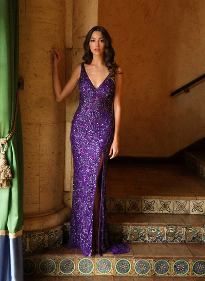 Prom Dresses Formal Prom Long Sequin Dress Purple