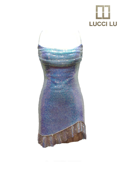 Sequin Short Sleeveless Fringe Dress by Lucci Lu 4169