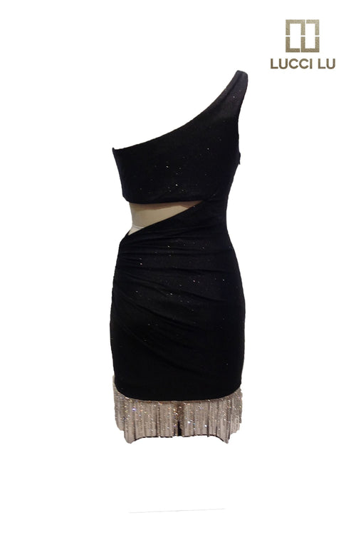 Short One Shoulder Fringe Dress by Lucci Lu 4195