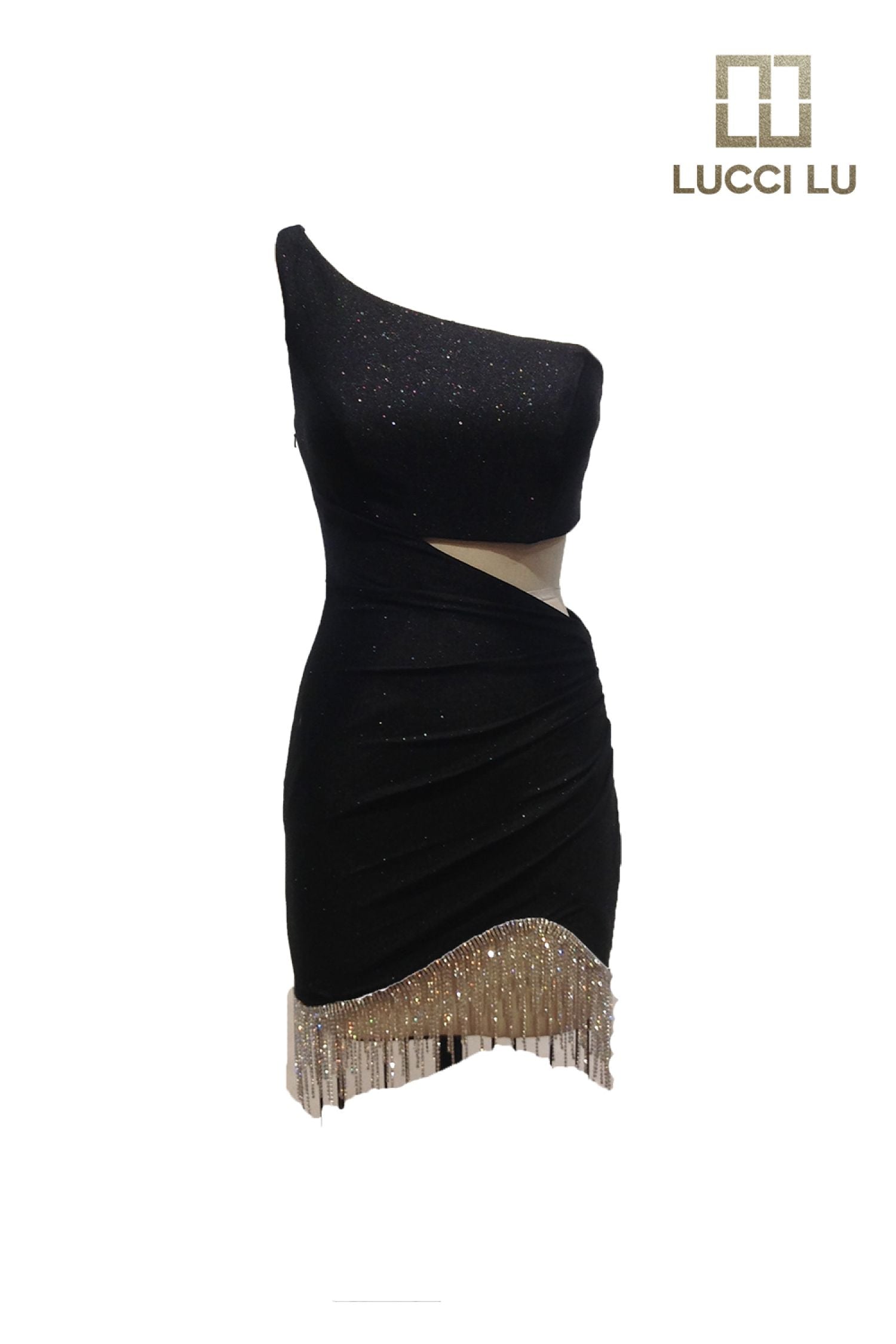 Short One Shoulder Fringe Dress by Lucci Lu 4195