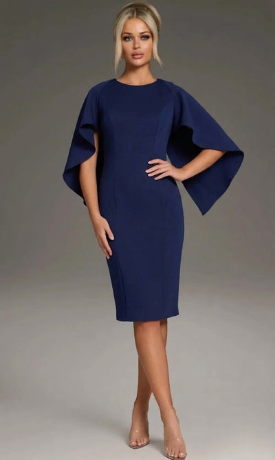 Jovani 38824 - Sleek Cape Sleeve Mini Dress