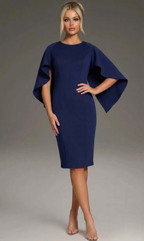 Jovani 38824 - Sleek Cape Sleeve Mini Dress